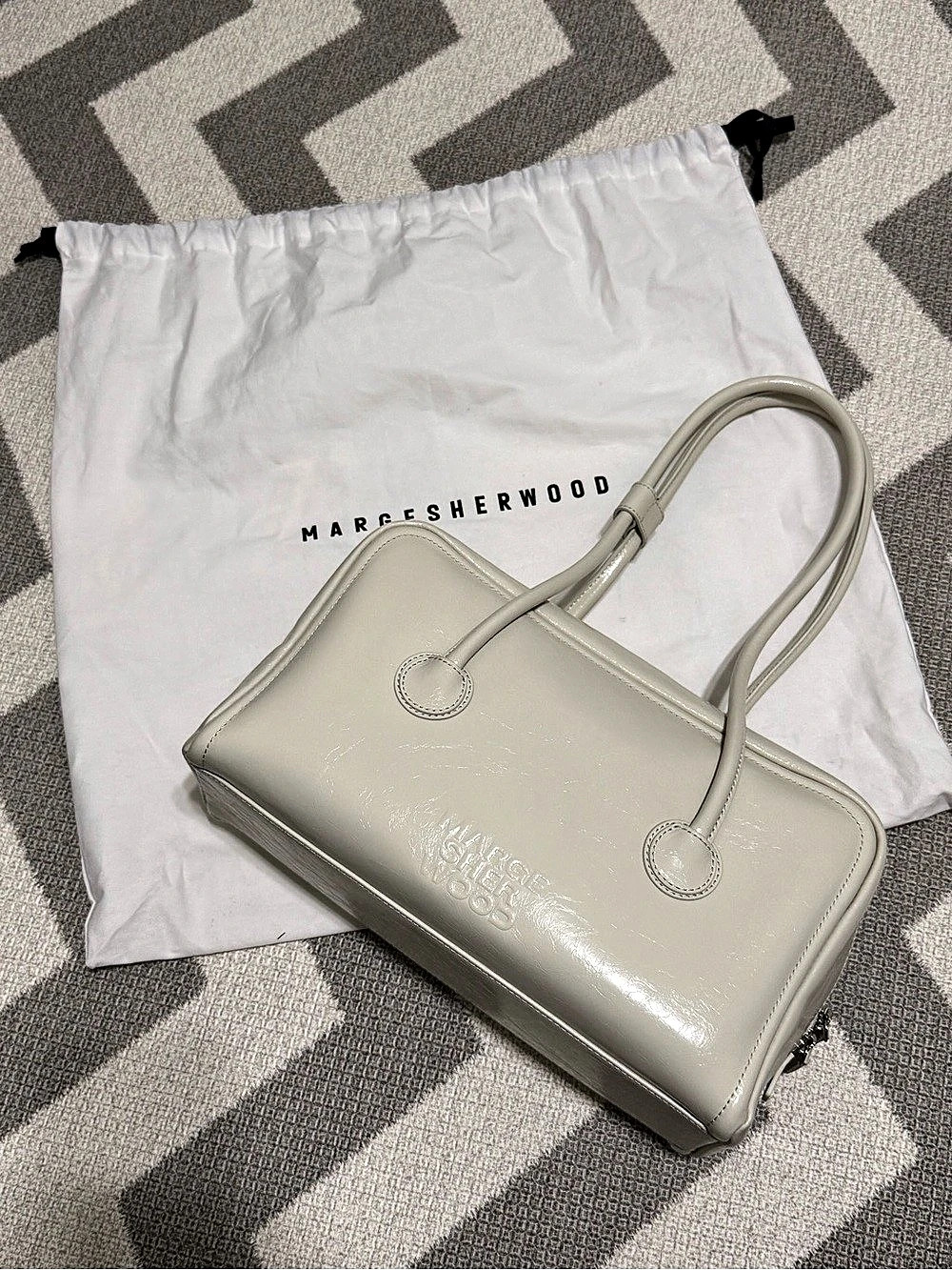Margesherwood Cream Shiny Leather Shoulder Bag